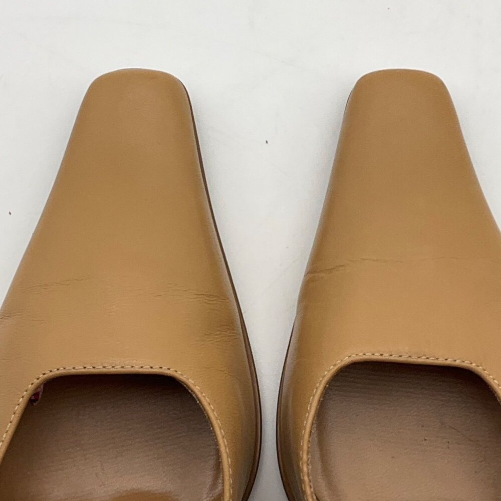 Y2K Steve Madden 7.5 Tan Leather Strappy Heels Shoes Pointed Square Toe - Picture 10 of 11